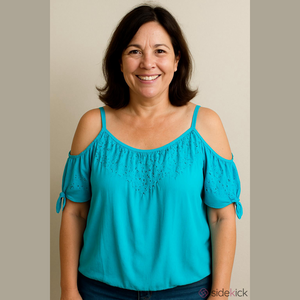 Torrid Baby Blue Eyelet Cold Shoulder Top Size 00